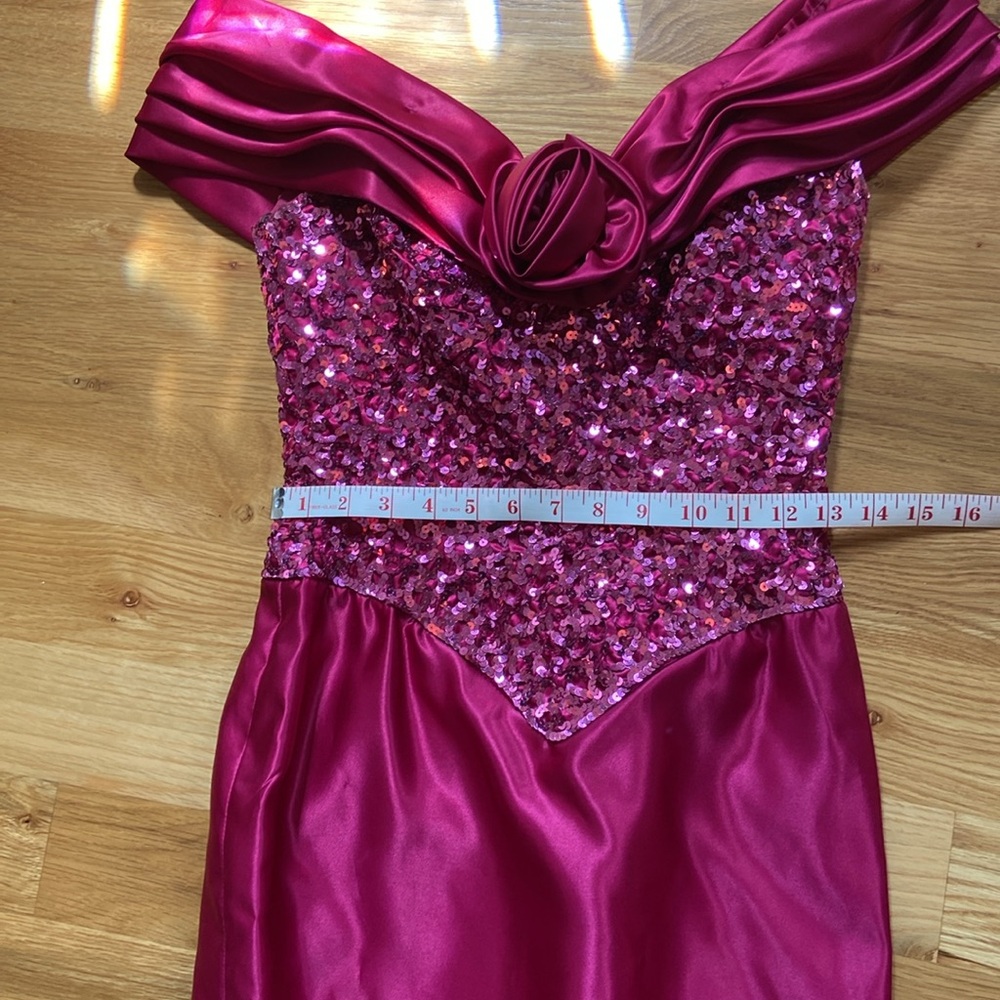 Vintage | Mike Benet Womens Maxi Dress | Sz 8 Pink Magenta | Sequin - Picture 6 of 6